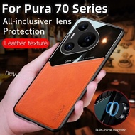 Car Magnetic Holder Leather Casing For Huawei Pura 70 Pro Ultra Pura70 70Pro 70Ultra 70Pro+ P70 P70U