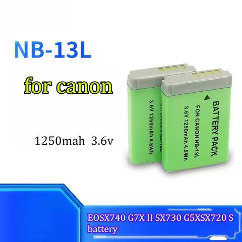 1250mAh 3.6v NB-13L Camera Battery Suitable for Canon EOSX740 G7X II SX730 G5XSX720 S Powerful Long-