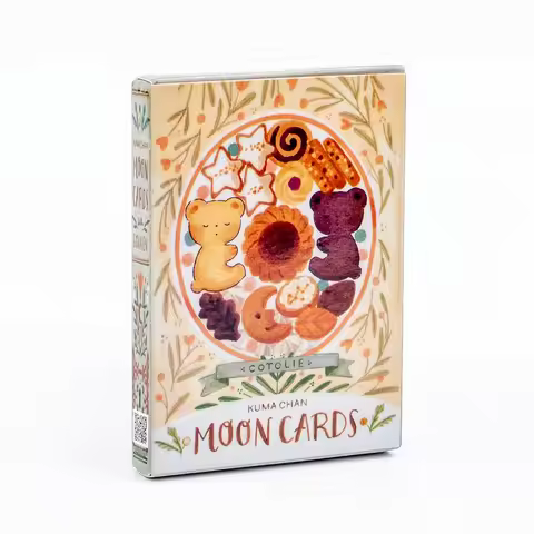Cotolie KUMACHAN MOON CARDS 24 Pcs Deck English Version Adorable Bear Oracle Cards Board Game for Fa