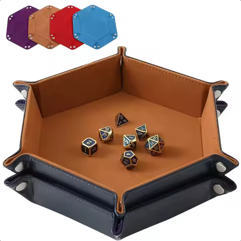Premium PU Leather Dice Tower Reducing Felt Lining Hexagonal Gaming Tray Storage Box Board Game Acce