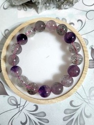 純天然超七手串12.5-12.7mm多髮絲 三輪骨幹水晶Super seven 雨珊