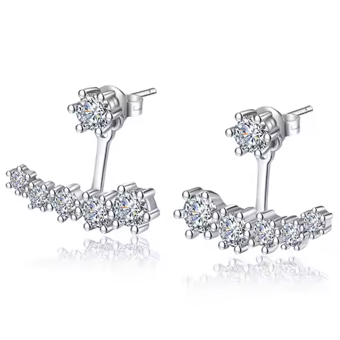 Moissanite Detachable Ear Jackets Earring 925 Sterling Silver Lab Diamond Reversible Stud Earring fo