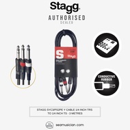 STAGG SYC3/PS2PE Y CABLE 1/4'' STEREO TRS TO DUAL 1/4'' TS - 3 METRES (SPLITTER CABLE/ 10 FT CABLE)