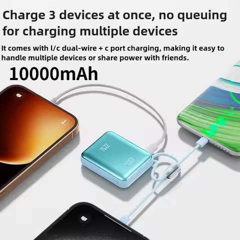 Mini Power Bank 10000mAh/20000mAh Spare Battery Portable Charger Mobile External Battery Fast Chargi