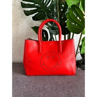 Anya Hindmarch Smiley Ebury Leather Tote Orange