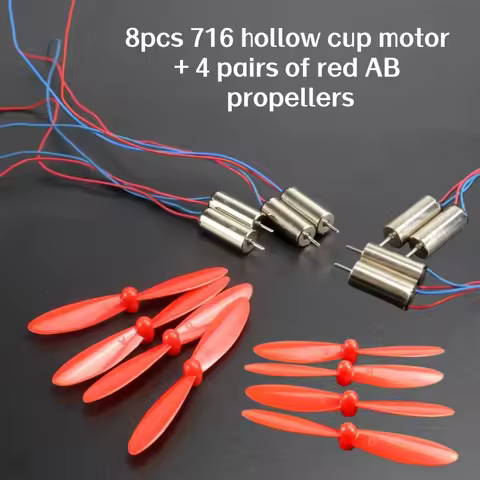 8 x dc 3.7v 50000rpm 716 hollow cup high speed motor with propeller 4 pairs 55mm A/B propellers for 