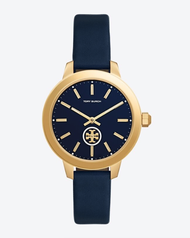 Tory Burch Collins Watch Navy Leather / Stainless Steal