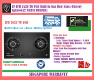 EF EFH 7620 TN VGB Built In Gas Hob|Glass-Battery Ignition|2 BRASS BURNER | FREE SHIPPING AND FAST DELIVERY
