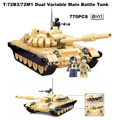 WW2 Military 770 PCS ARMY T-72B3 Dual Variable Main Battle Tank MBT Building Blocks Soldiers Army DI