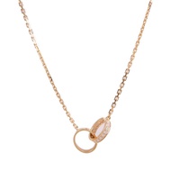 CARTIER 18K玫瑰金Love Necklace Half-Paved鑽石項鍊
