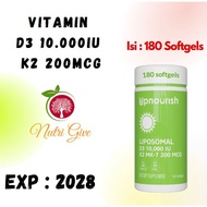 Upnourish Liposomal Vitamin D3 10,000 IU + K2 200 Mcg - 180 Softgels