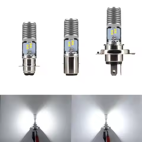 1Pc Motorcycle H4 BA20D P15D Headlight 3030 24MSD LED Light Bulbs Dual Color White Yellow Plug And P