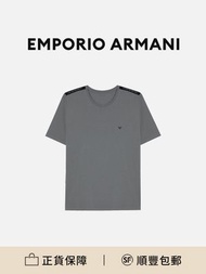 Emporio Armani 男士純色圓領LOGO刺繡短袖T恤[平行進口]