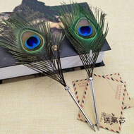 European Retro Feather Pen Selected Peacock Feather Craft Pen Creative Signature Pen Ballpoint Pen B