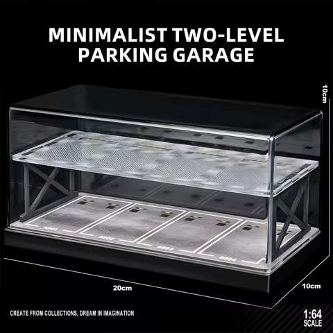 1/64 scale Car Model Dust‑Proof Display Case Simple Double‑Layer Parking Lot Storage Box Parking Lot