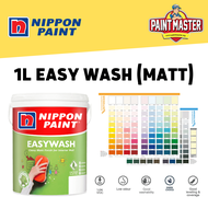 1L Nippon Paint Easy Wash Interior Paint / Interior Wall / Cat Dalam / Cat Dinding Rumah / Cat Dalam Rumah ( Matt Finish ) - 1001 Brilliant White / Colours Option