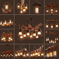 Chandelier Creative Comic Coffee Solid Wood Net Wooden Art Bar Table LOFT Restaurant Lighting Retro 