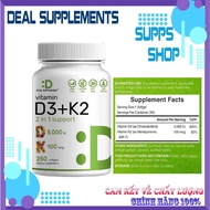 D3 + K2 5000IU 250 Tablets Deal Supplement - Helps strengthen bones and joints