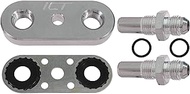 ICT Billet Transmission Cooler Line Adapter Plate with Gasket 6AN Fittings Compatible with 6L80E 6L9
