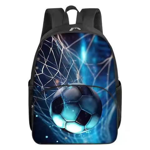 Football Round Front Pocket Backpack for Boy and Girls Best Gifts 3D Cartoon School Bag for Children