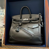 【精選天菜】HERMES BIRKIN HAC ROCK40 烏木色銀釦 馬鞍皮