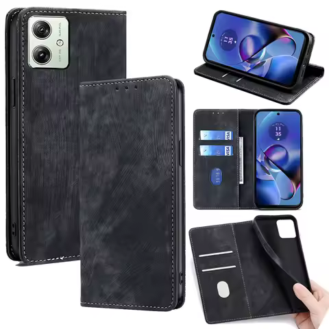 Business Magnetic Wallet Phone Case For Motorola G34 G84 G54 5G G24 G14 G04 4G Book Style Leather Fl