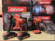 （最強工程家用之選）最強工程家用之選，Devon大有無刷20v孖寶，油壓鑽+電批，原廠三星鋰電池1.3ah x2,黑色20v充電器，荃灣門市交收