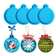 Christmas Resin Molds Silicone, 4Pcs Christmas Ornaments Round Shape Pendant Molds for Epoxy Resin, Actvty Epoxy Casting Molds