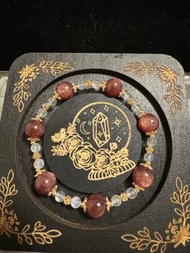 天然水晶 DIY系列 車厘子草莓晶x印度月亮石