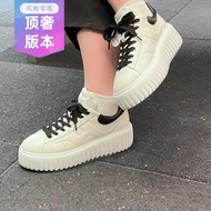 Hogan STRIPES Series Couple Biscuit Shoes - Thick Sole White Sneakers
