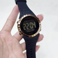 Jam tangan pria Digital Fossil Fashion Strap Rubber Tanggal aktif Free Headset box dan baterai cadan