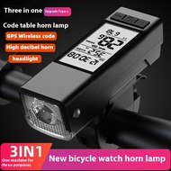 GPS Bicycle Front Light with Horn 3 in 1 Wireless Bicycle Computer GPS Bike Speedometer Waterproof H