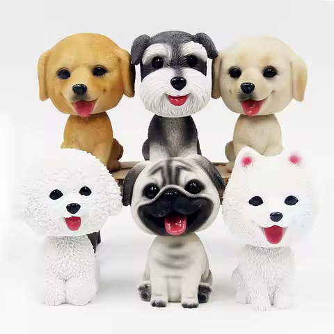 Simulation Dog Miniature Figurine Animal Model Pug Bichon Frise Samoye Schnauzer Home Decor Fairy Fo