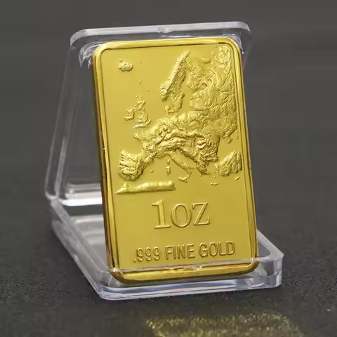 Souvenir Coin European Map Replica Gold Bar 1 OZ 999 Fine Gold Commemorative Coin Collection