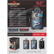 ♞KINGSTER KST-8807 8.5 inch karaoke Bluetooth speaker with remote and 2 mic