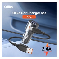 Olike R1C Car Charger Set/Dual USB Car Charger/Fast Charging 2.4A Free Cable