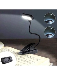 1 pieza Luz de libro LED ajustable con clip de cuello de cisne, 5 LED alimentados por batería AAA lámpara flexible para leer en la noche, protección ocular de la libreta Luces de lectura blanco frío