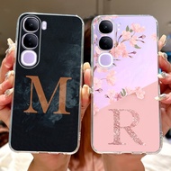 Vivo Y200 (5G) Cute Flower Initial Letter Phone Case Vivo Y200 5G Silicone Soft Cases