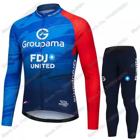 2026 Team FDJ Cycling Jersey Set Autumn Winter France Cycling Clothing Men Road Bike Jacket Long Sle
