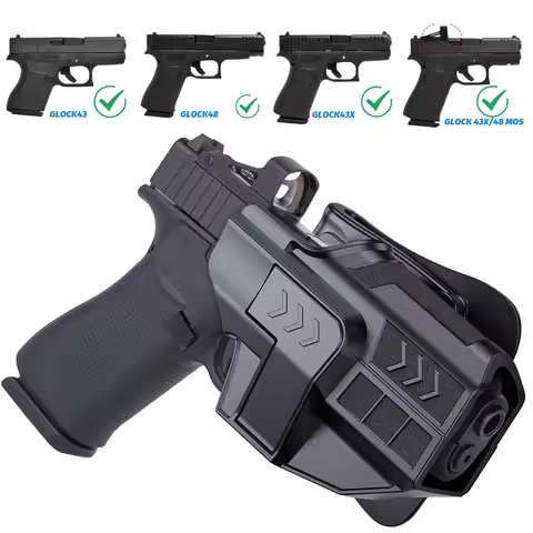 OWB Tactical Holster for Glock 43X MOS/48 MOS 60° Adjustable Paddle Holster Outdoor Hunting Belt Acc