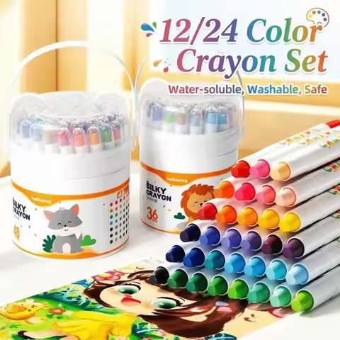 12/24/36/48pcs Silky Smooth Crayon Set Twist-Up Crayons Washable Crayons Travel Art Supplies School 