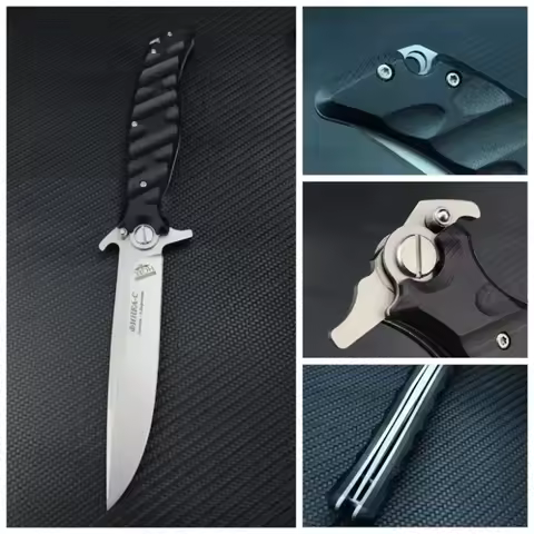 Russian HOKC D2 Blade Comfort G10 Grip Folding Knife Ball Bearing Outdoor Survival Hunting Camping T