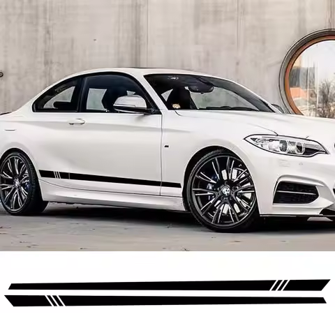 2pcs Car Sticker Stripe Auto Side Skirts Decal Vinyl Film For Audi BMW Ford VW Toyota Mercedes Benz 