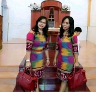 DRES TENUN WANITA ETNIK MOTIF PELANGI BAJU GEREJA BAJU PESTA