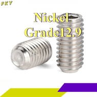 12.9 grade nickel-plated concave end inner hexagonal setting screw headless screw stop payment machi