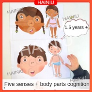 five Senses Body Parts Puzzlee Quiet Book for Kids Over 1.5 years old Montessori Educational Toys