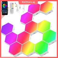 12 Pack Hexagon LED Lights Modular DIY LED Hexagon Wall Light Music Sync RGB Gaming Panels APP and R