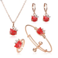 HYL JEWELRY 5pcs Kalung Titanium Set Anak Titanium Anti Karat Asli Perak Set Anting-Anting Berlapis