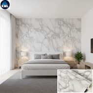 Wallpaper Dinding Ruang Tamu Motif Marmer Putih Elegan