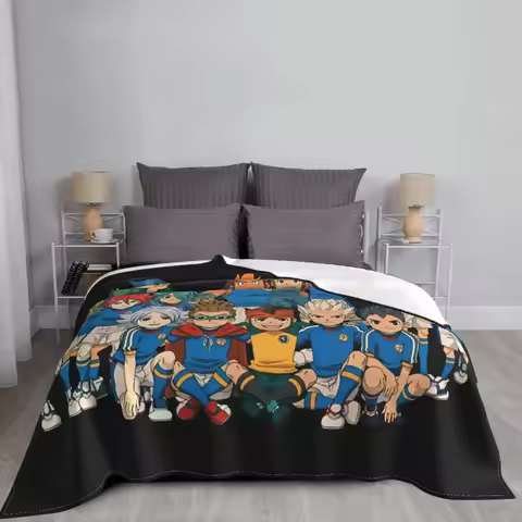 Inazuma Eleven Anime Game Blankets RPG Cartoon Fuzzy Throw Blankets Bedding Couch Printed Soft Warm 